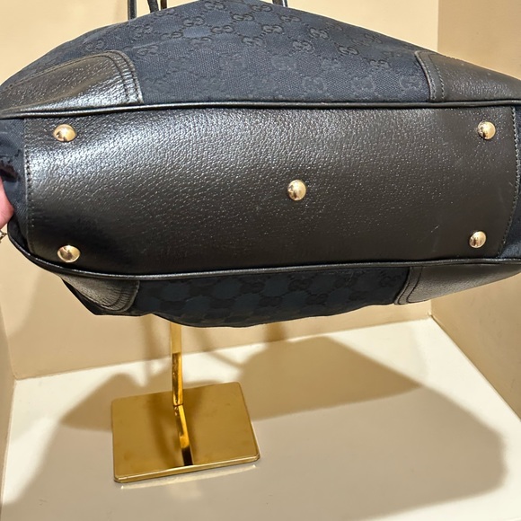 Gucci Princy Black GG Webbed Canvas Tote - Picture 8 of 11